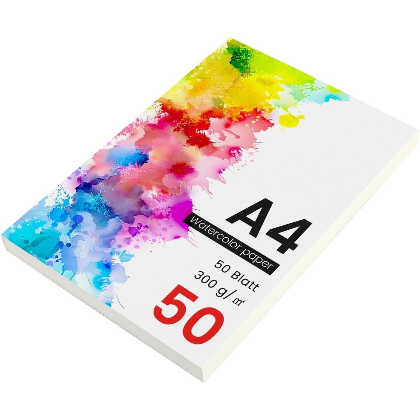 198867 - LETËR ME BOJËRA UJI 300g/m² – Seti prej 50 fletëve letre të fortë dhe pa acid, ideale për përdorim me bojëra uji, gouache dhe akrilik – Marrja e rezultateve të shkëlqyera dhe shumëfunksionale.