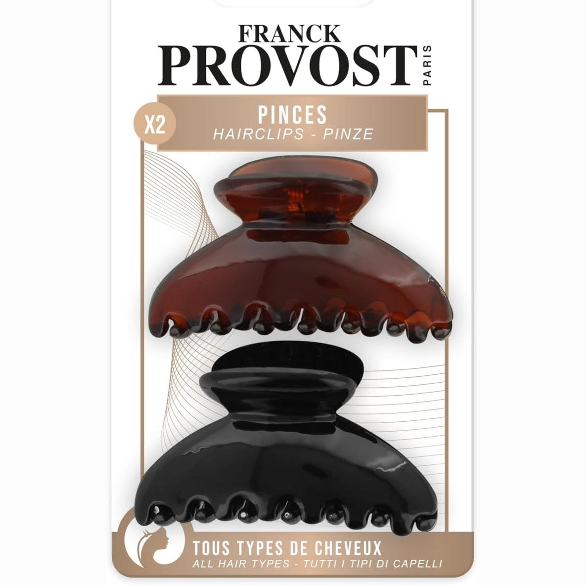 319111 - FRANCK PROVOST Set me 2 kapëse - të zeza dhe kafe - Të gjitha llojet e flokëve