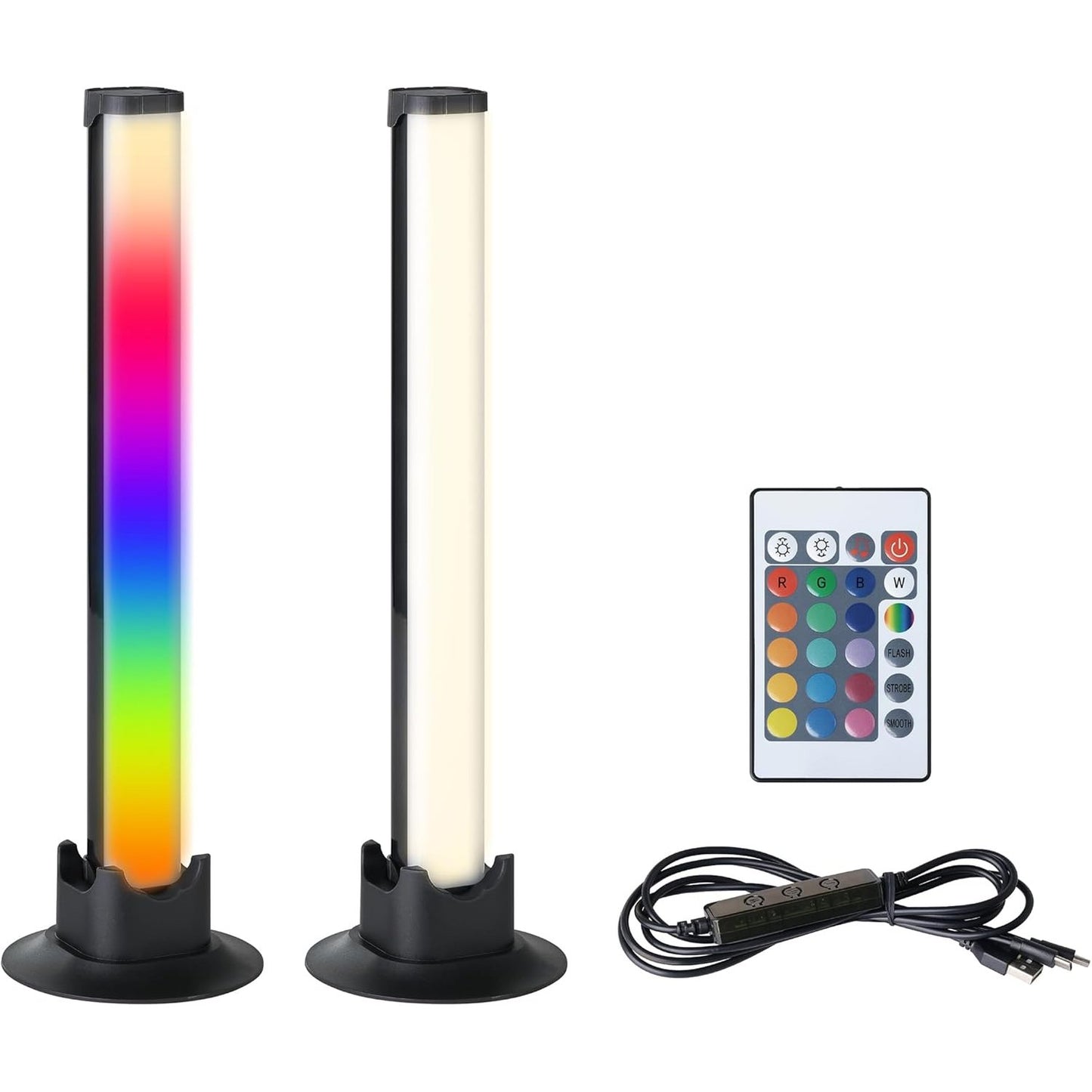185830 - EGLO Pako me 2 Drita LED të Zinj për Dhoma Lojërash dhe Dekorim Festa, Llamba Tavoline me Efekte Drite të Ngrohta dhe RGB, Përfshin Telekomandë dhe USB, Materiali Plastike