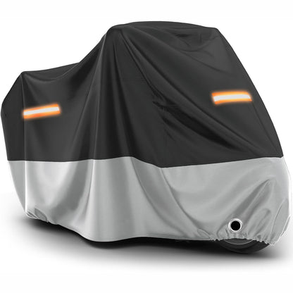 288915 - FAVOTO Mbulesë Motoçiklete për Jashtë, e Papërshkueshme nga UV, XL, Poliester, E Zezë, Argjendtë 220cmx105cmx125cm