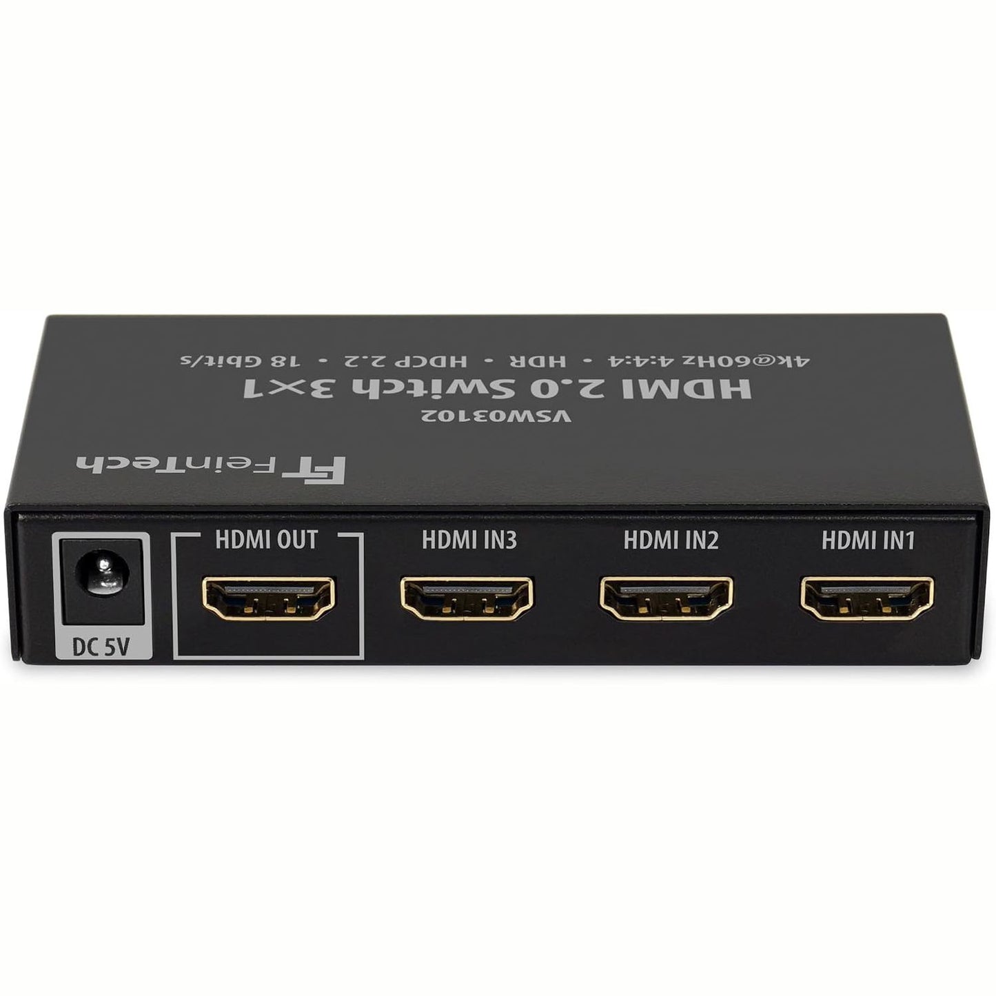 266507 - FEINTECH Ndërrues HDMI VSW03102 3 në 1, Dalje 4K 60Hz, Ndërrim Automatik
