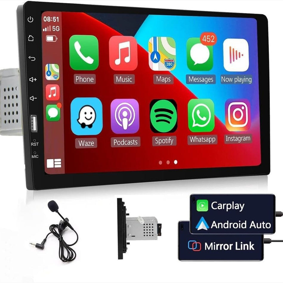 267850 - HIKITY Radio makine FM/AM CarPlay 1 DIN Android Auto me ekran me prekje 9 inç, Bluetooth, Thirrje pa duar, Lidhje me pasqyrë, EQ, SWC, Kamerë prapa