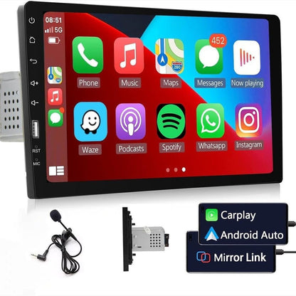267850 - HIKITY Radio makine FM/AM CarPlay 1 DIN Android Auto me ekran me prekje 9 inç, Bluetooth, Thirrje pa duar, Lidhje me pasqyrë, EQ, SWC, Kamerë prapa