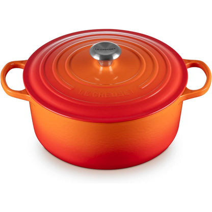 191012 - LE CREUSET Signature Tavë prej Gize me Kapak, Ø 28 cm, e Rrumbullakët, Përshtatshme për të gjithë Llojet e Sobave dhe Induksionin, Kapacitet 6.7 l, Pesha 6.125 kg, E Kuqe