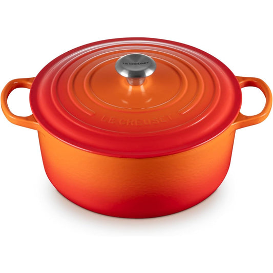 217017 - LE CREUSET Ena për pjekje prej gize të emaluar Signature me kapak, 28 cm, e rrumbullakët, 6.7 L, 6.125 kg, Vullkanike