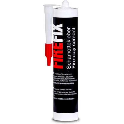 294323 - FIREFIX 2059 Ngjitës për argjilë zjarri 310ml për soba druri, rezistent ndaj nxehtësisë deri në 1,000 °C, i përshtatshëm për ngjitjen e tullave dhe fragmenteve të tullave zjarrduruese