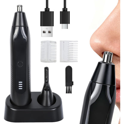 275607 - COZARY - Prerës hunde dhe veshësh 2-në-1 - i rikarikueshëm me USB - jetëgjatësi baterie 80-minutëshe - kompakt, pa dhimbje për rruajtjen e veshëve, mjekrës dhe vetullave