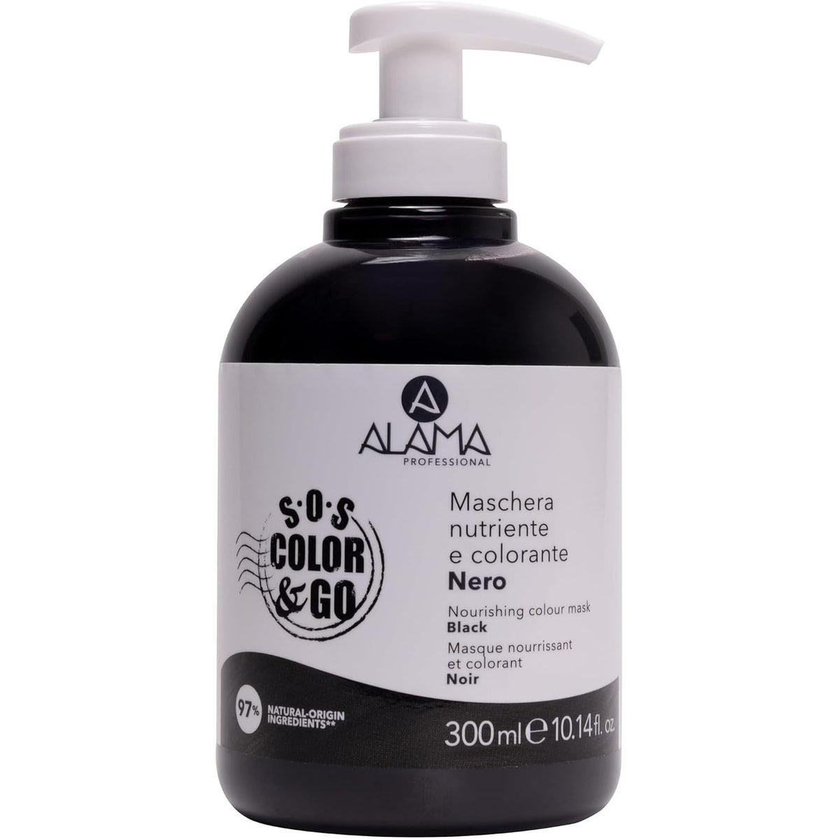 312433 - MASKË me Ngjyrë të Zezë Alama Professional SOS Color&Go, Ushqyese, Rigjallëruese, Reflektuese dhe Tonifikuese për Flokë Natyralë, të Lyer dhe të Theksuar, 300 ml