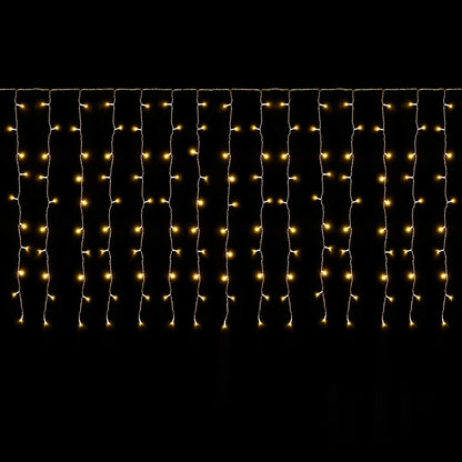 197597 - SALCAR Drita LED në formë akulli 3m x 1m, Perde LED për Ballkon, 150 Drita LED të varura, për përdorim të brendshëm dhe të jashtëm të Krishtlindjeve, me 9 mënyra funksionimi dhe funksion memorieje, Ngjyra: E bardhë e ngrohtë