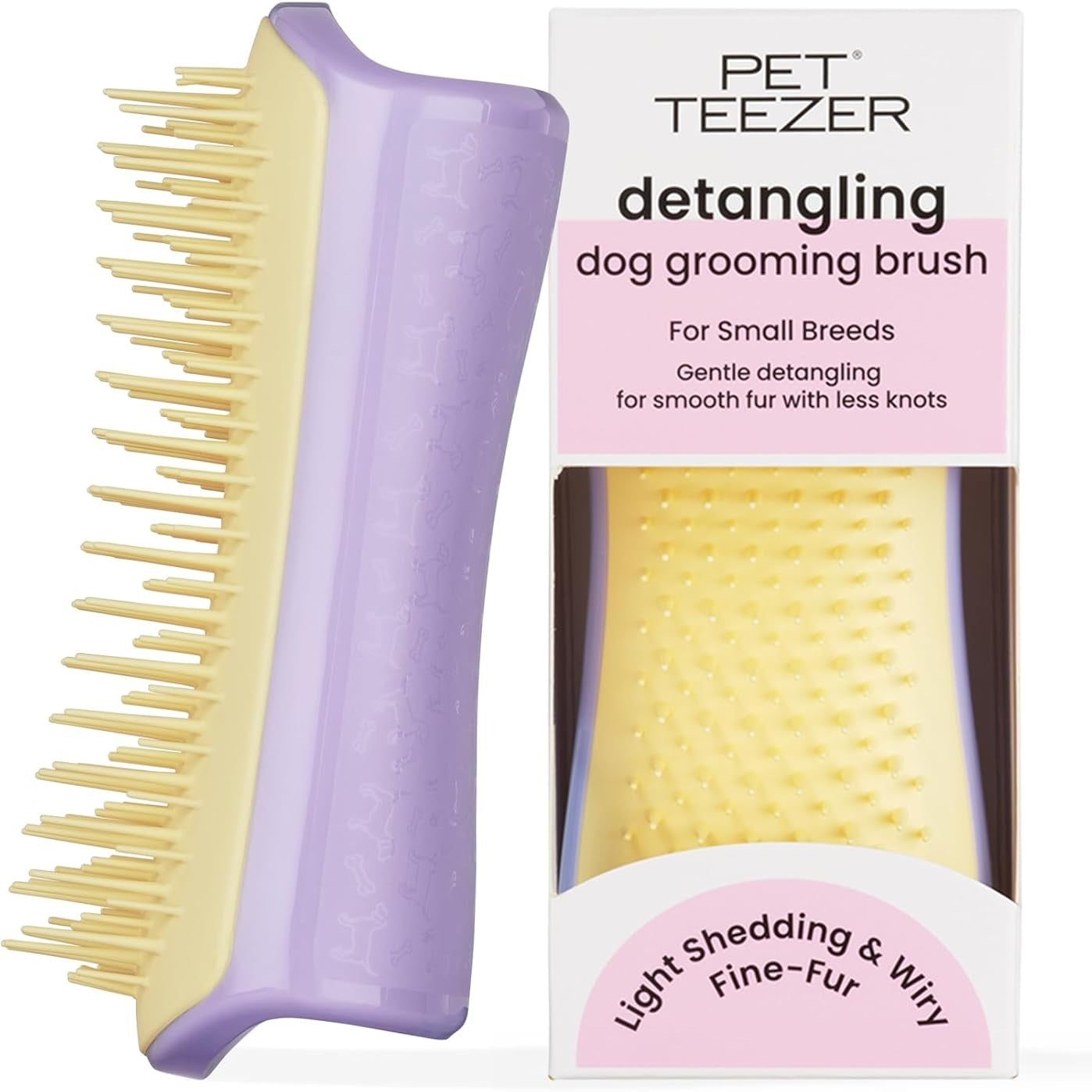 275649 - Tangle Teezer Furçë për Çlirimin e Qenve për Qen të Vegjël, për Përdorim të Tharë ose në Vaskë, Vjollcë dhe e Verdhë