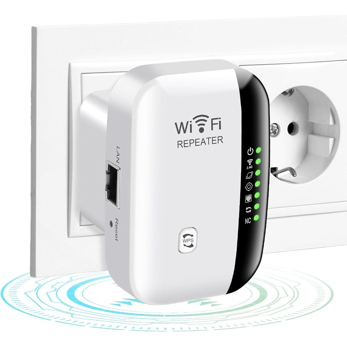 190381 - FLINTRONIC Përsëritës WiFi, 2.4 GHz, Amplifikator i Fuqishëm që Mbulon deri në 20 Pajisje, Amplifikator Sinjali Rrjeti pa Tel, Përmirësues Diapazoni WiFi me Port Ethernet