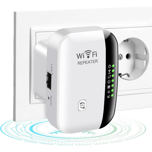 190381 - FLINTRONIC Përsëritës WiFi, 2.4 GHz, Amplifikator i Fuqishëm që Mbulon deri në 20 Pajisje, Amplifikator Sinjali Rrjeti pa Tel, Përmirësues Diapazoni WiFi me Port Ethernet