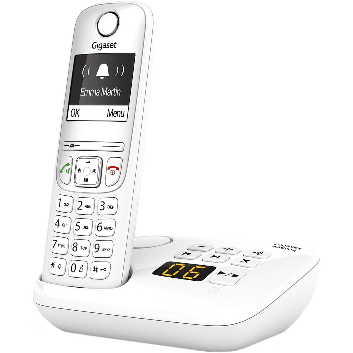 295144 - GIGASET AS690A - Telefon DECT pa tel me sekretari sekretarie - ekran i madh me kontrast të lartë, profile tingulli të rregullueshme - funksion pa duar - mbrojtje nga thirrjet, i bardhë [versioni gjerman]