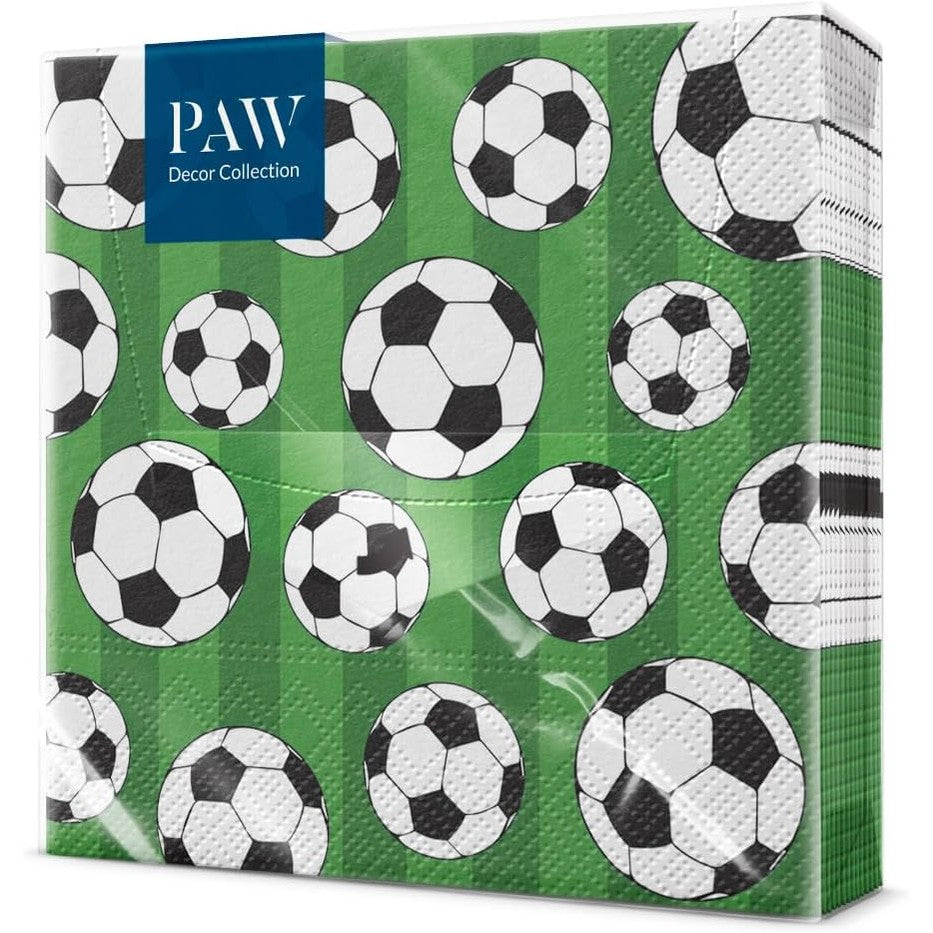 277292 - PAW Peceta me 3 Shtresa, 33 x 33 cm, 20 Copë, Peceta Letre shumëngjyrëshe me Dizajn Futbolli
