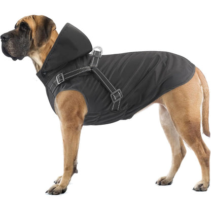 214584 - MOSUCOIRL Manteau de Pluie impermable pour Chien avec capuche réfléchissante, veste de pluie réglable pour chiens et chiots de taille M (Noir)