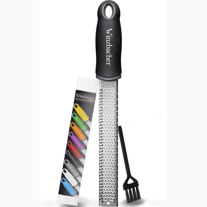 257069 - Winzbacher - Rende Premium për Lëng Zester, Teh çeliku inox i mprehtë, I përshtatshëm për lavastovilje, Përfshin mbrojtëse dhe furçë pastrimi