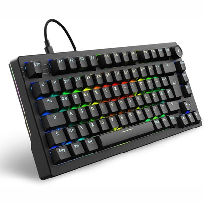 309730 - SHARKOON SKILLER SGK25 RGB - Tastierë lojërash, paraqitje 75%, ndërrim Hot Swap, çelësa të lubrifikuar Huano RED, ngjyra e zezë