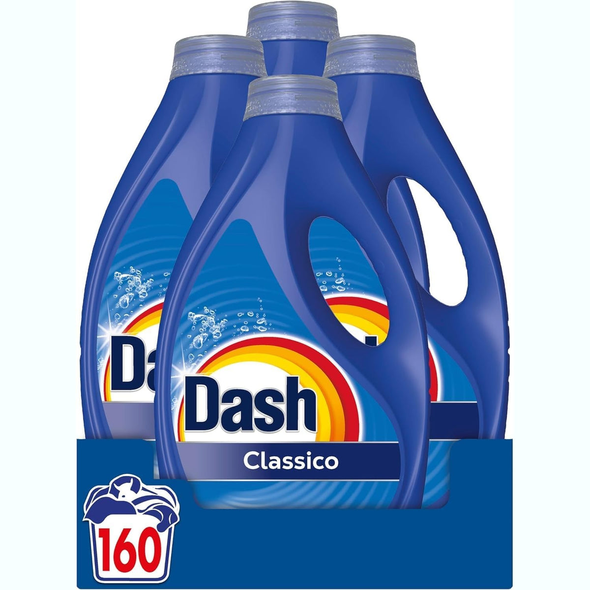302821 - DASH Detergjent i lëngshëm për larje rrobash Power, 160 larje (4x40), klasik, heq njollat, dezinfekton, shkëlqen rrobat