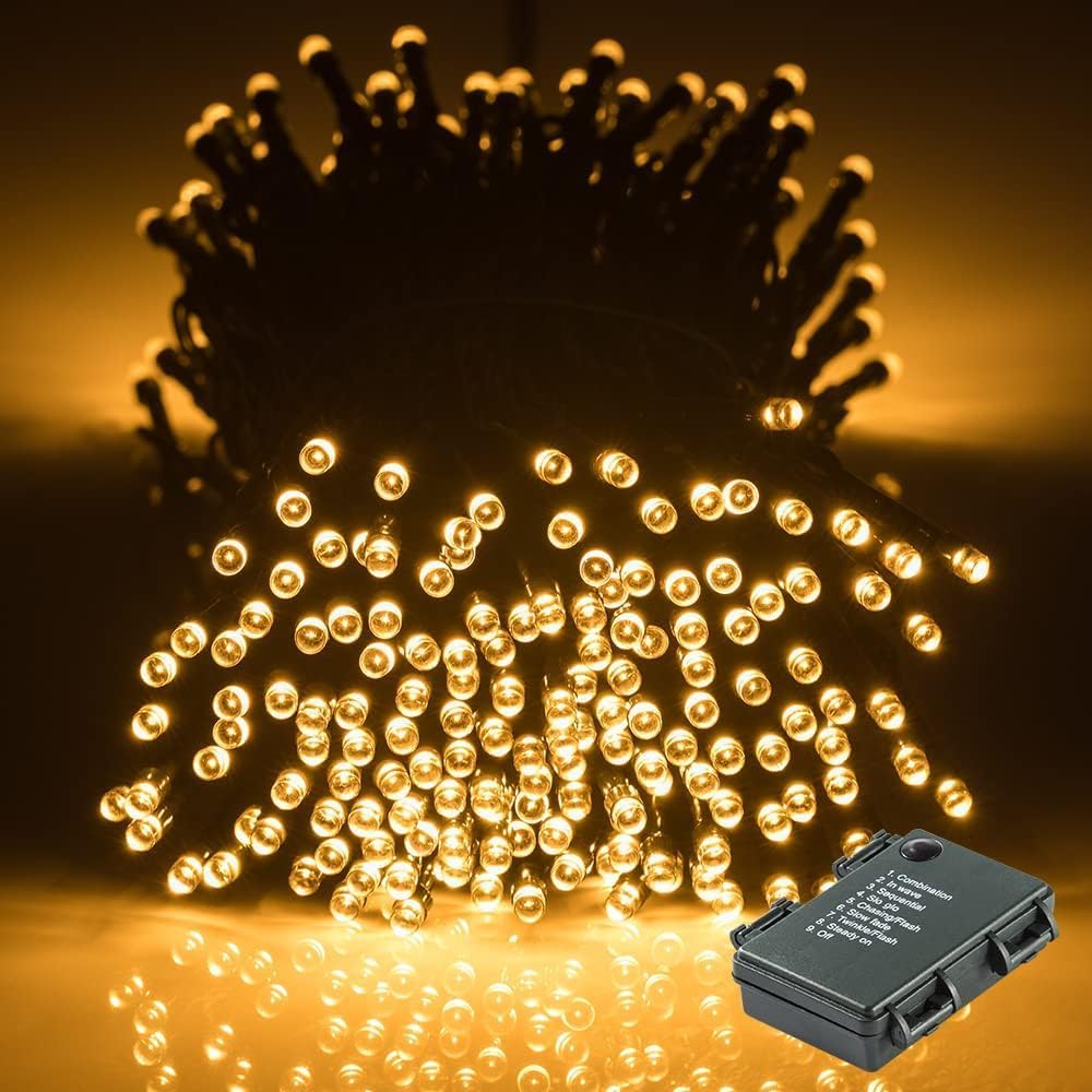 215859 - GLOBALINK Drita LED me bateri dhe kohëmatës, 40M 300LED drita Krishtlindjesh, rezistente ndaj ujit IP44.