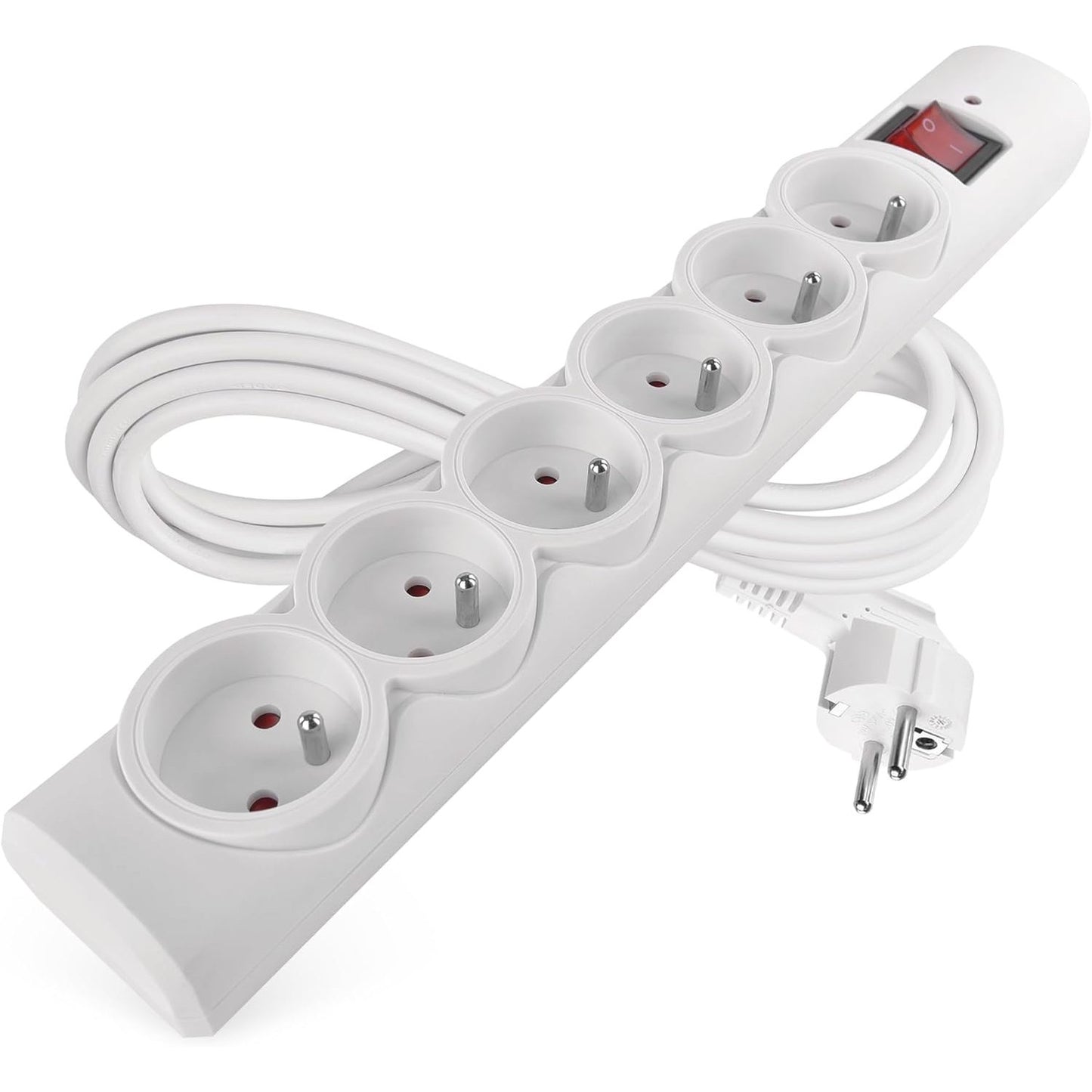 268750 - EMOS Shirit elektrik me mbrojtje nga mbitensionet, 6 priza, kabllo 3m, ngarkesa maksimale 2300W/10A, PVC, e bardhë