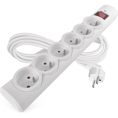 268750 - EMOS Shirit elektrik me mbrojtje nga mbitensionet, 6 priza, kabllo 3m, ngarkesa maksimale 2300W/10A, PVC, e bardhë