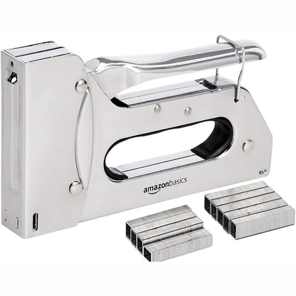 289044 - Amazon Basics - Kapëse industriale 3-në-1 me 1000 kapëse për tapiceri, riparime shtëpie, përpunim druri, argjendi