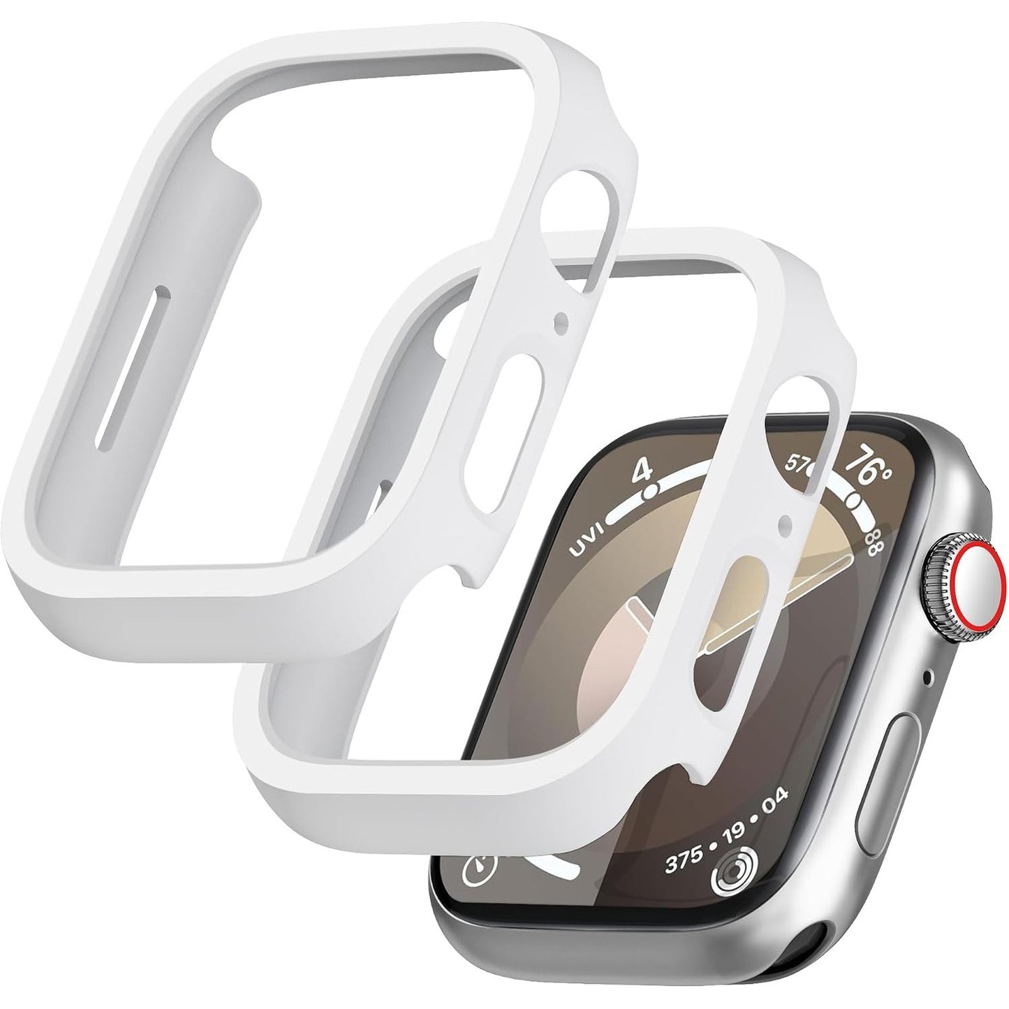 267048 - GEEDOOWIN 2-PACK [PA MBROJTËS EKRANI] MBULESË MBROJTËSE PËR APPLE WATCH SERIES 9/8/7 41MM, MBULESË ULTRA E HOLLË ME KORNIZË TË PËRGJITHSHME, E BARDHË