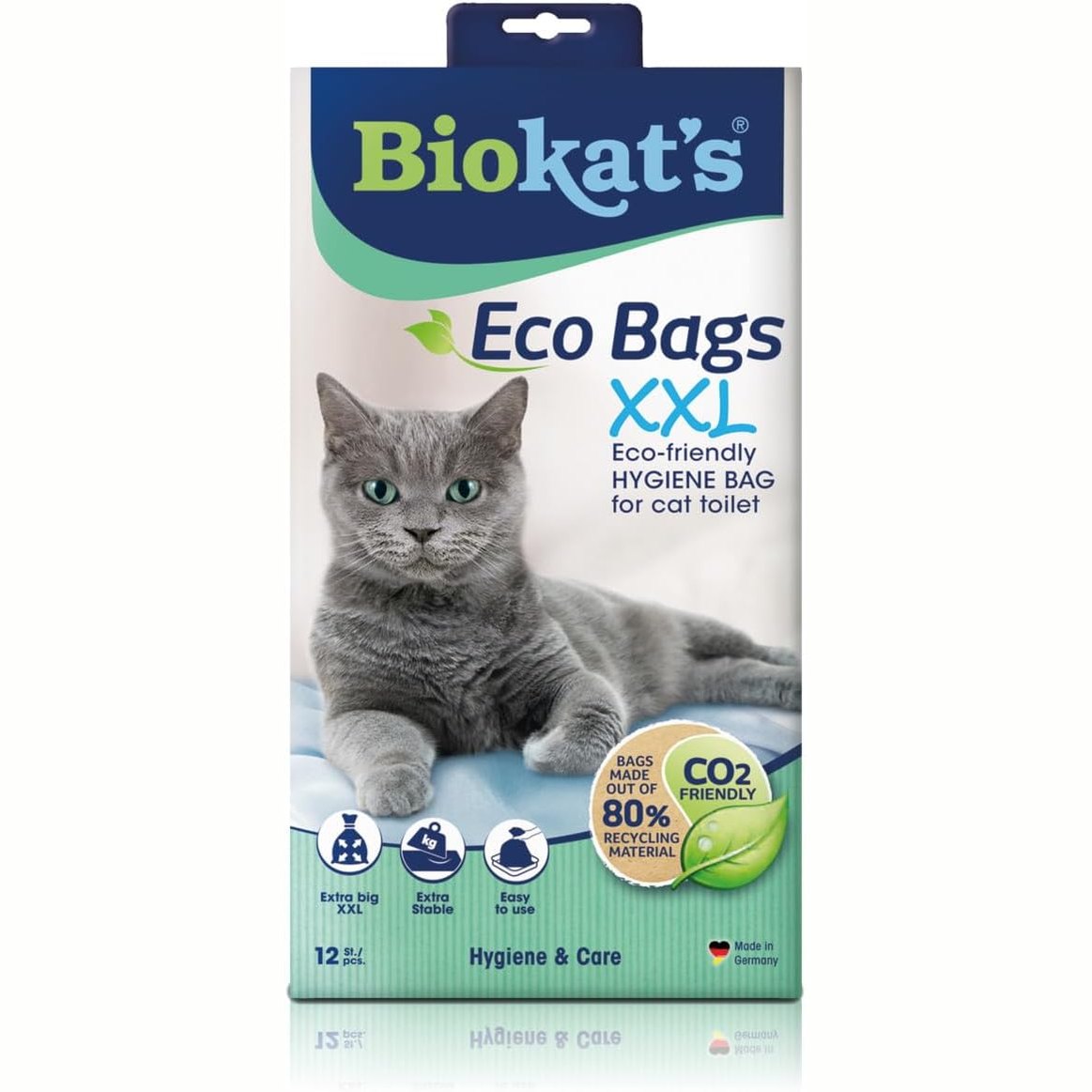 258427 - BIOKAT Qese Eko XXL për vendosje në kutinë e mbeturinave të maceve, 1 pako (1 x 12 qese)