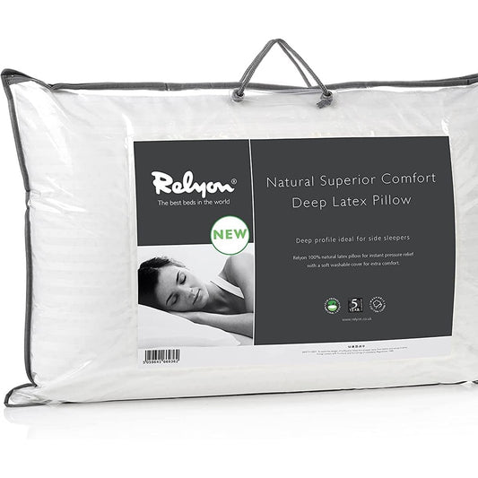 204074 - RELYON Jastëk Superior Comfort nga Lateks Natyral 100%, Mbulesë e Lëvizshme nga Pambuk 100%, Ngjyra e Bardhë