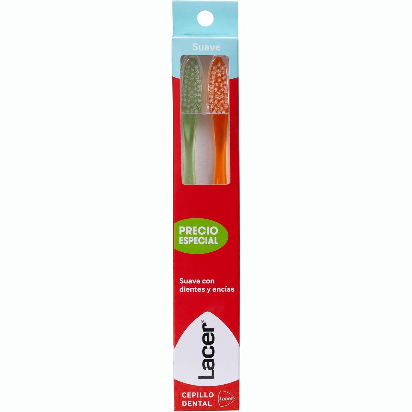 318792 - LACER - Pako me 2 furça dhëmbësh, fije të buta, filamente Tynex, dorezë ergonomike, 2 furça