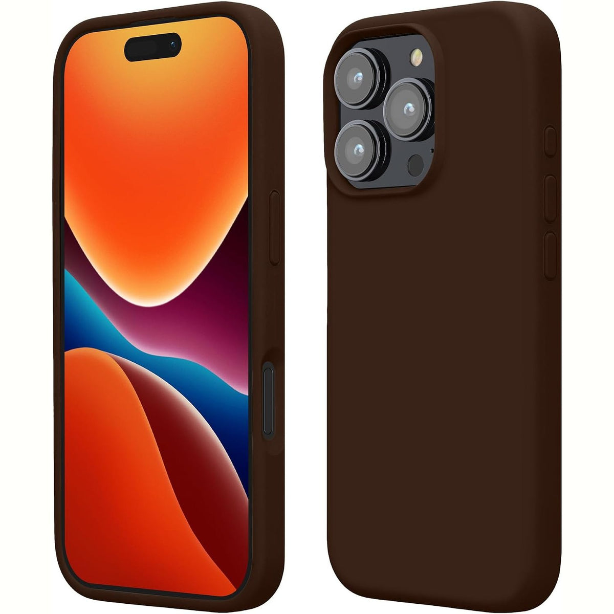 300168 - KWOBILE Mbulesë për iPhone 16 Pro Max - Mbrojtëse e pasme prej silikoni TPU për telefonat inteligjentë - Mbrojtëse me gomë - Çokollatë e errët
