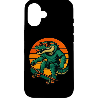 266758 - Mbështjellëse Retro Humoristike me Skateboard me Krokodil Qesharake për iPhone 16