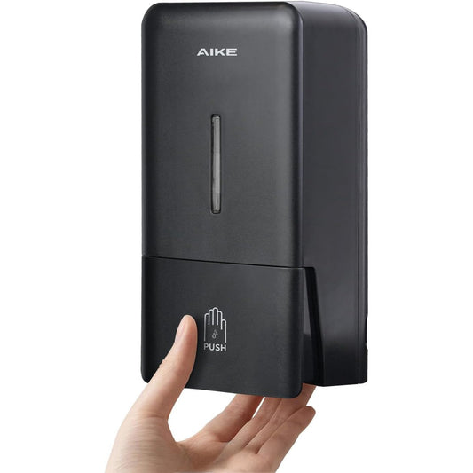 137514 - AIKE - Dozatori i Sapunit AK1006, i Montuar në Mur, Pa Nevojë për Shpim, Kapacitet 800ML, Materiali Plastik, Manual, Përdorim Publik, Ngjyra E Zi Mat