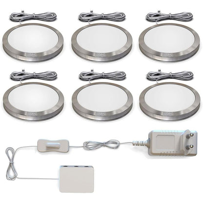 213645 - B.K.LICHT Set me 6 drita nën dollap me çelës kabllor, dritë e bardhë e ngrohtë, 1.8W secila, 59x9.5 mm