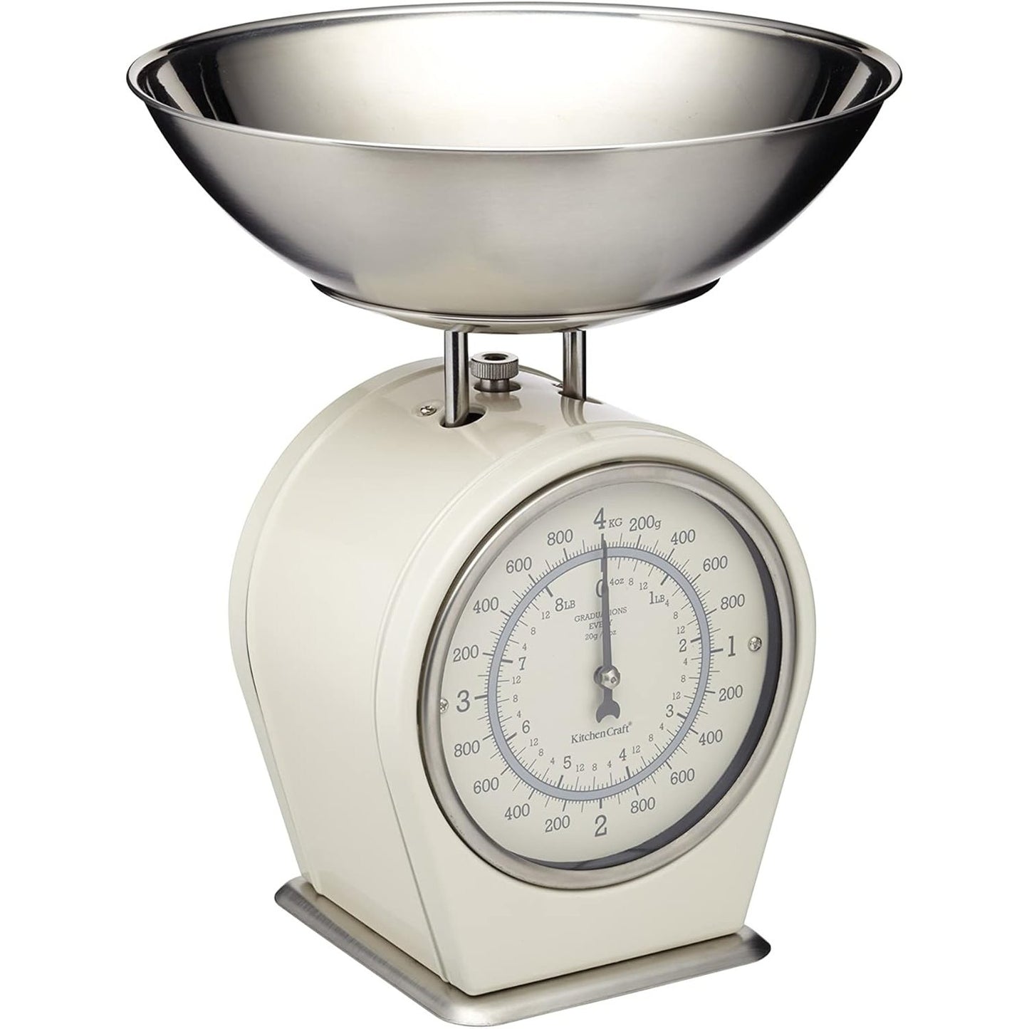 226591 - KITCHENCRAFT Peshore mekanike kuzhine vintage me tas çeliku inox, kapacitet 4 kg, ngjyrë kremi antike dhe tas argjendi