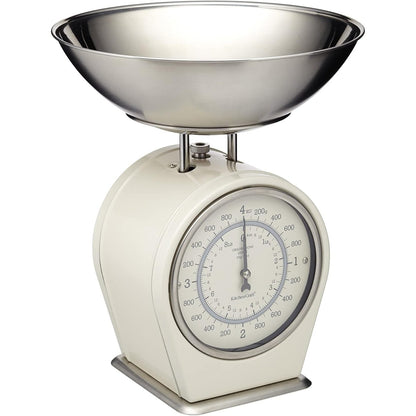 226591 - KITCHENCRAFT Peshore mekanike kuzhine vintage me tas çeliku inox, kapacitet 4 kg, ngjyrë kremi antike dhe tas argjendi