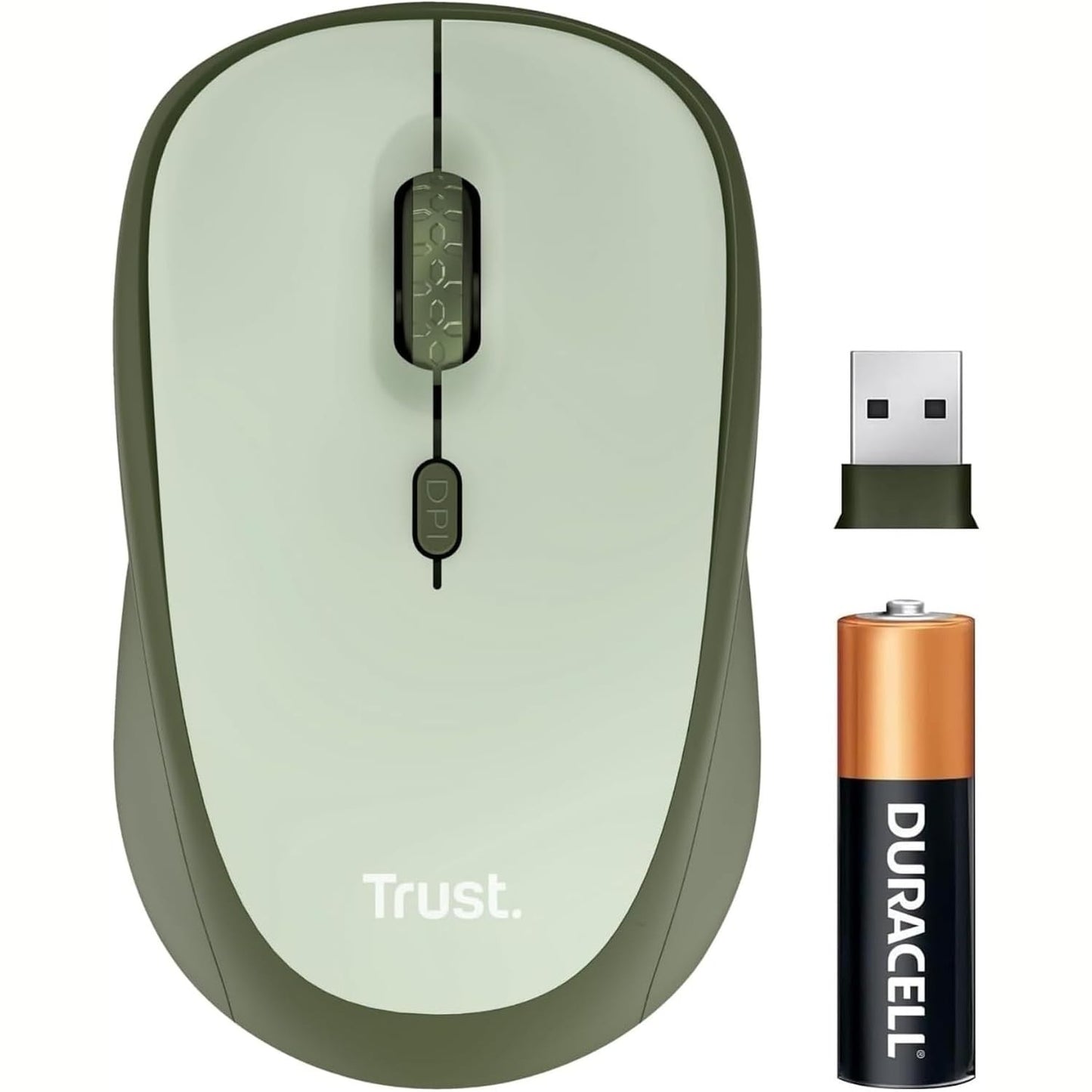 269055 - MAUS PA TEL TRUST YVI+, 800-1600 DPI, dizajn i qëndrueshëm, për dorë të majtë dhe të djathtë, marrës USB, kompakt për PC, laptop, Mac, i gjelbër