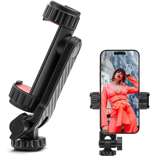 124958 - GLASFLENGTH Adaptues për Montim Tripodi për Telefon Smartphone, Mbajtëse 2 Këpucë të Ftohta dhe Filetim 1/4 inç, Montim Rrotullues 360° dhe 180° për iPhone, Samsung, dhe Huawei