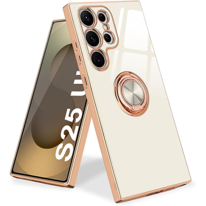 267208 - Mbrojtëse Urarssa për Samsung Galaxy S25 Ultra, Mbrojtëse me Shkëlqim, Mbështetje Unaze 360°, Rezistente ndaj Goditjeve, e Zezë