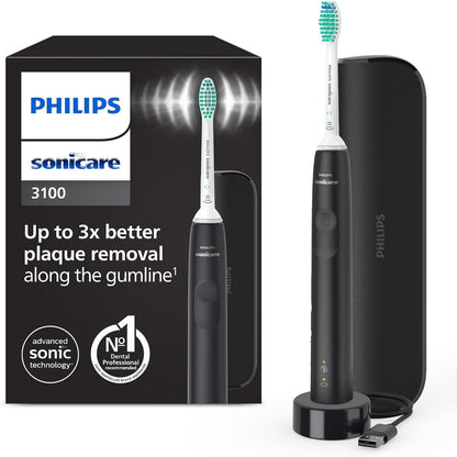 289678 - PHILIPS Furçë dhëmbësh elektrike sonike 3100, sensor presioni dhe kohëmatës, çantë udhëtimi, e zezë, HX3673/14