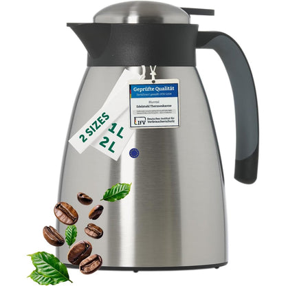224008 - Blumtal Termos 1L, pa BPA, çajnik me mbyllje të shpejtë, çelik inox, argjend