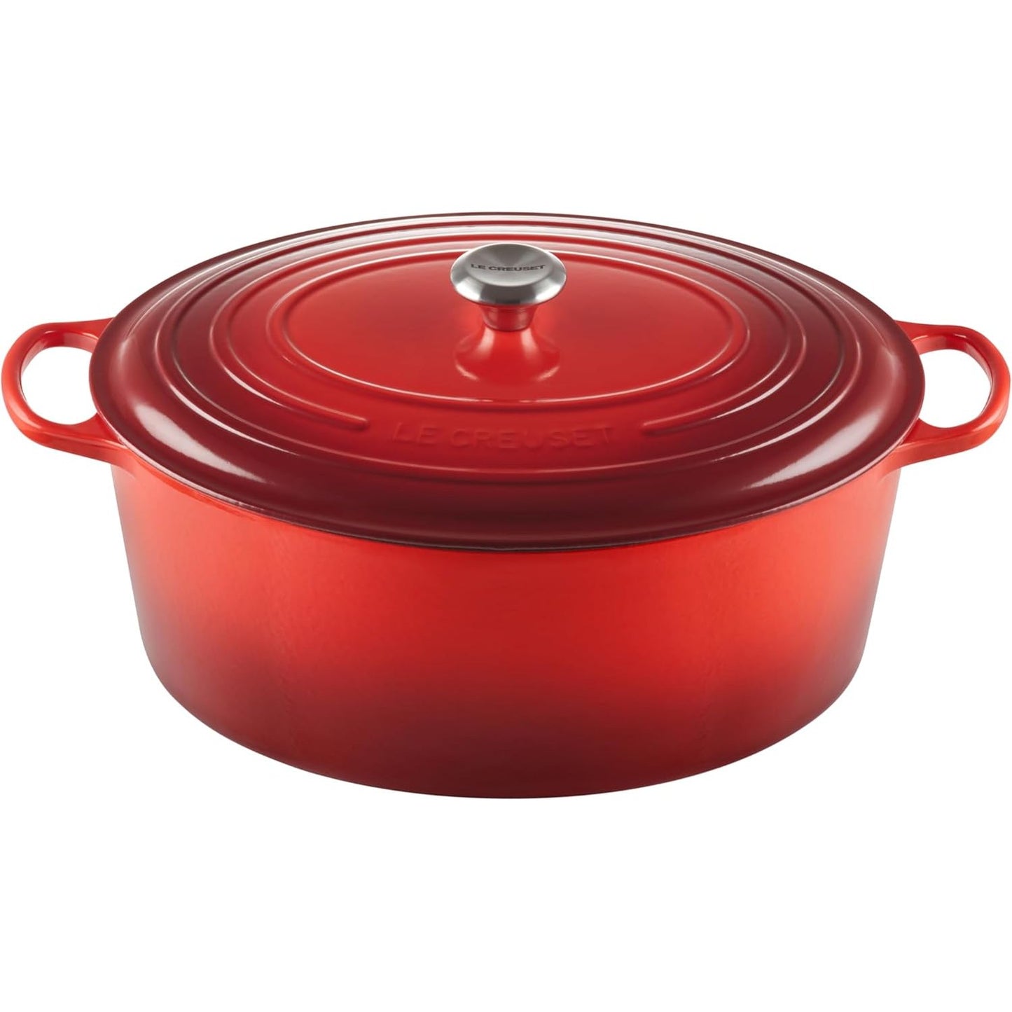 234881 - LE CREUSET - Ena prej gize Signature me kapak, Ø 40 cm, ovale, e përshtatshme për të gjitha llojet e sobave, vëllimi: 13.9 l, 10.025 kg, e kuqe qershie, 21178400602430.