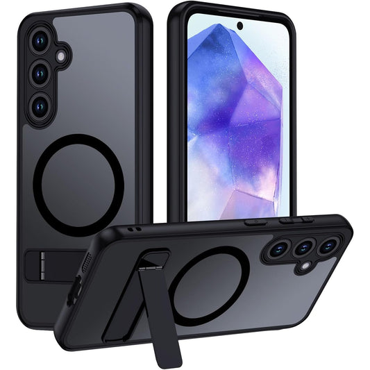 190067 - SAMSUNG Mbrojtëse për Galaxy A55 5G, e pajtueshme me MagSafe, transparente mat, mbështetëse magnetike 3 mënyra të rregullueshme, mbron nga rënia e gradës ushtarake, e zezë