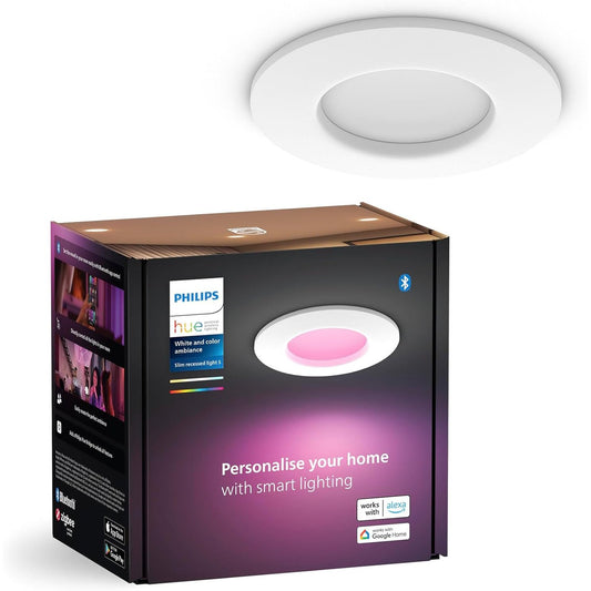 102200 - PHILIPS Hue White dhe Color Ambiance Dritë e hollë e fshehur Smart, 90 mm, 700 lm, Bluetooth, Kontroll Zanor me Alexa, Apple Home dhe Google Assistant, e bardhë