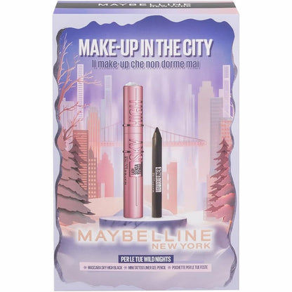 298700 - MAYBELLINE NEW YORK Set Dhurate, me rimel dhe laps mini sysh, volum dhe gjatësi, pamje intense, me qese, rimel klasik Sky High, laps sysh Tattoo Liner i zi