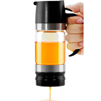 219790 - NERTHUS Kavanoz mjalti FIH 1479 350 ml, Dispensues qelqi me bazë silikoni, pa BPA, Dispensues me buton, i lehtë për t’u mbushur dhe pastruar, transparent