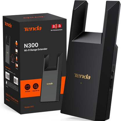 274030 - Tenda WLAN Amplifikator Repeater R10, 300 Mbit/s, port Ethernet, mbulim deri në 120 m², WPS, Modalitet AP, i zi