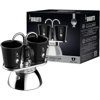 208329 - BIALETTI Makinë Kafeje Mini Express Induction, 2 Gota (100ml), E Përshtatshme për Të Gjitha Llojet e Sobave, E Zezë
