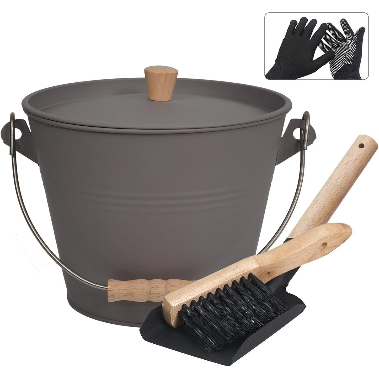 213948 - BRIAN & DANY Kovë hiri me kapak, 5L, me lopatë dhe fshesë, gri