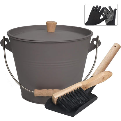 213948 - BRIAN & DANY Kovë hiri me kapak, 5L, me lopatë dhe fshesë, gri